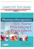    COMPLETE TEST BANK: FOR PHARMACOTHERAPEUTICS FOR NURSE PRACTITIONER PRESCRIBERS  THIRD EDITION BY TERI MOSER WOO  LATEST UPDATE GRADED A+     