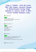 Exam 4: NUR265 / NUR 265 (Latest 2025/ 2026 Update) Advanced Concepts of Medical-Surgical Nursing Guide| Questions & Answers| Grade A| 100% Correct (Verified Solutions)- Galen