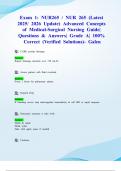 Exam 1: NUR265 / NUR 265 (Latest 2025/ 2026 Update) Advanced Concepts of Medical-Surgical Nursing Guide| Questions & Answers| Grade A| 100% Correct (Verified Solutions)- Galen