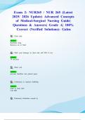 Exam 2: NUR265 / NUR 265 (Latest 2025/ 2026 Update) Advanced Concepts of Medical-Surgical Nursing Guide| Questions & Answers| Grade A| 100% Correct (Verified Solutions)- Galen