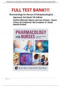 Pharmacology For Nurses A Pathophysiological Approach Test Bank 7th Edition Author:Michael Adams ,Norman Holland , Shanti Chang All Chapters[1-48] Complete A+ Guide Newest Edition