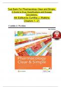 Test Bank for Pharmacology Clear and Simple A Guide to Drug Classifications and Dosage Calculations