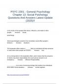 PSYC 2301 - General Psychology Chapter 13 Social Pstchology Questions And Answers Latest Update (2025)!!