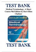 TEST BANK  Medical Terminology A Short  Course 9th Edition by Davi-Ellen  Chabner