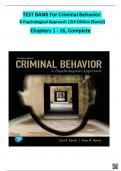 TEST BANK for Criminal Behavior A Psychological Approach 12th Edition by Bartol All-Chapters 1 to 16 | Complete Guide.