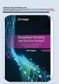  COMPLETE SOLUTION MANUAL FOR  SPREADSHEET MODELING AND DECISION ANALYSIS: A PRACTICAL INTRODUCTION TO BUSINESS  ANALYTICS (MINDTAP COURSE LIST) 9TH EDITION BY CLIFF RAGSDALE {2021} ||COMPLETE GUIDE