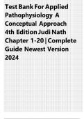 Test Bank for Applied Pathophysiology A Conceptual Approach 4th Edition by Nath, Braun & Anderson, All Chapters 1 to 21 Covered, Verified Latest Edition