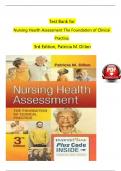 TEST BANK For Nursing Health Assessment The Foundation of Clinical Practice, 3rd Edition, Patricia M. Dillon, All Chapters 1 - 27, Complete Newest Version