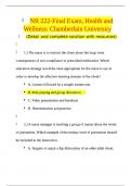  NR 222 FINAL EXAM TEST BANK QUESTIONS WITH 100% CORRECT ANSWERS · Institution · Chamberlain College Of Nursing.