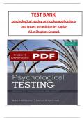 Test Bank - Psychological Testing: Principles, Applications, and Issues, 9th edition by Kaplan & Saccuzzo, All 1-21 Chapters Covered ,Latest Edition