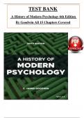 A History of Modern Psychology 5th Edition By Goodwin - Test Bank, All 15 Chapters Covered