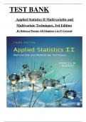 Test Bank - Applied Statistics II Multivariable and Multivariate Techniques, 3rd Edition by Rebecca Warner, All 17 Chapters Covered, Verified Latest Edition