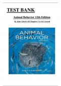 Animal Behavior 12th Edition by Dustin Rubenstein Test Bank All 14 Chapters Covered, Verified Latest Edition