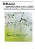 Test Bank - Applied Statistics I Basic Bivariate Techniques 3rd Edition by Rebecca Warner, All 18 Chapters Covered, Verified Latest Edition