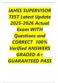 IAHSS SUPERVISOR TEST Latest Update 2025-2026 Actual Exam WITH Questions and CORRECT  100% Verified ANSWERS GRADED A+ GUARANTEED PASS