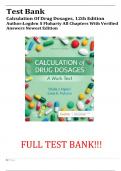 Test  Bank Calculation Of Drug Dosages, 12th Edition Author:Logden $ Fluharty All Chapters With Verified Answers Newest Edition