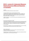 BY511 - Lecture 23 - Eukaryotic Ribosome Binding Sequence (RBS) and Regulation of Translation Exam 2025/2026 Questions With Completed & Verified Solutions.