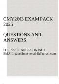 CMY2603  Exam pack 2025(Child and Youth Misbehaviour)