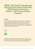 ABFM + KSA Health Counseling and Preventive Care (Latest Update 2025 / 2026) Questions & Answers | Grade A | 100% Correct (Verified Answers)