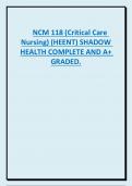 NCM 118 (Critical Care  Nursing) (HEENT) SHADOW  HEALTH COMPLETE AND A+  GRADED