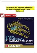 TEST BANK FOR Basic and Clinical Pharmacology 15th Edition by Bertram G. Katzung Chapters 1 - 66 Complete