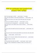 AHA cpr certification test questions and answers 100% verified