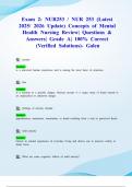 Exam 2: NUR253 / NUR 253 (Latest 2025/ 2026 Update) Concepts of Mental Health Nursing Review| Questions & Answers| Grade A| 100% Correct (Verified Solutions)- Galen