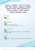 Exam 2: NUR253 / NUR 253 (Latest 2025/ 2026 Update) Concepts of Mental Health Nursing Guide| Questions & Answers| Grade A| 100% Correct (Verified Solutions)- Galen