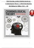 Test Bank with Solutions Manual for Criminological Theory: A Brief Introduction 4th Edition by Miller, Chapter 1 - 10 > Download as Pdf File <