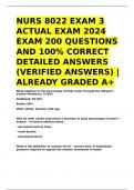 NURS 8022 EXAM 3 ACTUAL EXAM 2024 EXAM 200 QUESTIONS AND 100- CORRECT DETAILED SOLUTIONS