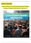 Test Bank for Ethics and Issues in Contemporary Nursing, 3rd Edition By Margaret A. Burkhardt, Nancy Walton | 9780176696573 | All Chapters 1 - 20 are included | LATEST