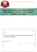 South Carolina Property and Casualty Insurance Exam Questions with 100% Correct Answers | Verified | Latest Update