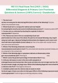 NR 511 Final Exam Test (2025 / 2026) Differential Diagnosis & Primary Care Practicum Questions & Answers (100% Correct)- Chamberlain