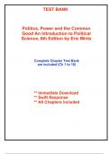 Test Bank for Politics, Power and the Common Good An Introduction to Political Science, 6th Edition by Mintz (All Chapters included)