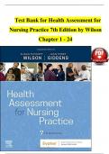 Test Bank for Health Assessment for Nursing Practice 7th Edition by Wilson Chapter 1 - 24