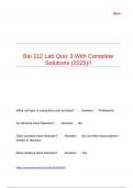 Bio 112 Lab Quiz 3 With Complete Solutions (2025)!!