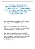 SUFFOLK COUNTY FOOD MANAGEMENT TEST 2025 ACTUAL EXAM COMPLETE EXAM QUESTIONS WITH DETAILED VERIFIED ANSWERS (100% CORRECT ANSWERS) /ALREADY GRADED A+