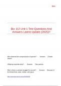 Bio 112 Unit 1 Test Questions And Answers Latest Update (2025)!!