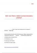 BIO 112 Test 4 With Correct Answers (2025)!!