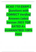 HCAD 710 EXAM 5 Questions with CORRECT Verified Answers Latest Version 2025 TOP RATED A+ GUARANTEED 100%  PASS