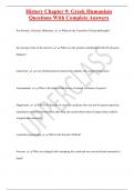 History Chapter 9: Greek Humanism Questions With Complete Answers