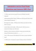 Automotive service Final Exam Questions and Answers 100% Pass