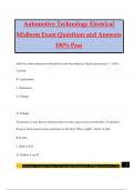 Automotive Technology Electrical Midterm Exam Questions and Answers 100% Pass