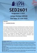  SED2601 Assignment 2 (ANSWERS) 2025 - DISTINCTION GUARANTEED