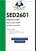 SED2601 Assignment 2 (QUALITY ANSWERS) 2025