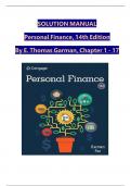 Garman/Fox's Personal Finance, 14th Edition Solution and Answer Guide, 2024 Complete Chapters 1 - 17, Verified Latest Version