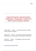 Natural Hazards Natural Hazard Challenges Geography GCSE (9-1) With Correct Answers (2025)!!