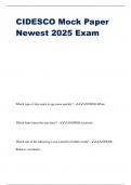 CIDESCO Mock Paper Newest 2025 Exam