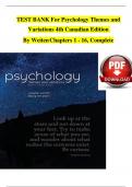 TEST BANK For Psychology Themes and  Variations 4th Canadian Edition  By WeitenChapters 1 - 16, Complete