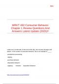 MRKT 492 Consumer Behavior Chapter 1 Review Questions And Answers Latest Update (2025)!!